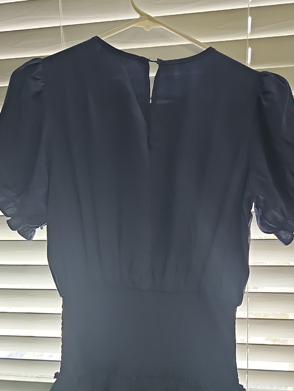 Smocked Waist Navy Ruffle Mini Dress ( #89) - Picture 10 of 11